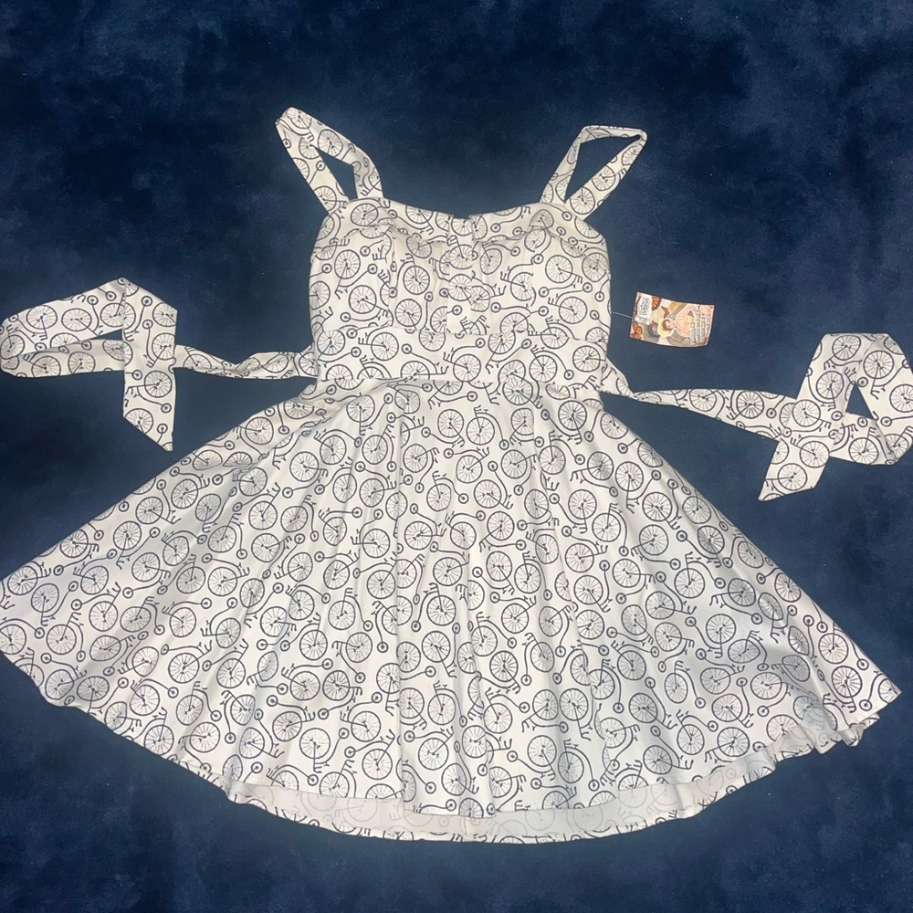 Bicycle print flare mini dress size S
